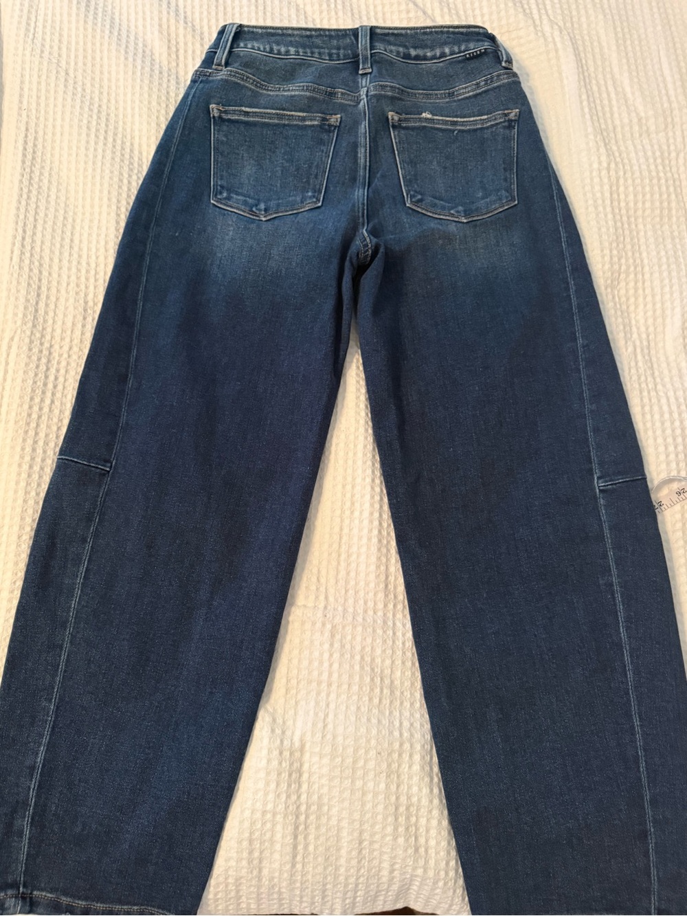 Risen, barrel, whiskered, High-Rise Wide Leg Jeans — Dark Blue Wash - Picture 3 of 8